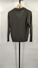 Quince Women's Mongolian Cashmere Polo Sweater Moss Sleeved Top Green M