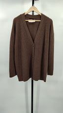 Quince Women's Mongolian Cashmere Oversized Cardigan Sweater Brown Outerwear L