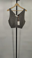 Quince Women's Mongolian Cashmere Cropped Tank Heather Grey Sleeved Top Gray XL