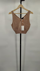 Quince Women's Mongolian Cashmere Cropped Tank Oatmeal Sleeved Top Tan L