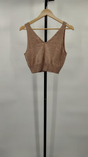 Quince Women's Mongolian Cashmere Cropped Tank Oatmeal Sleeved Top Tan L