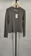 Quince Women's 100% Cotton Fisherman Crew Sweater Grey Sleeved Top Gray S