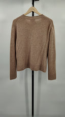 Quince Women's Mongolian Cashmere Crewneck Sweater Oatmeal Sleeved Top Tan M