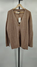Quince Women's Mongolian Cashmere Cardigan Sweater Oatmeal Outerwear Tan L