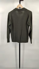 Quince Women's Mongolian Cashmere Polo Sweater Moss Sleeved Top Green M