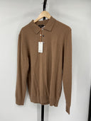 Quince Men's Mongolian Cashmere Polo Sweater Teak Sleeved Top M