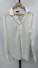Quince Mens Organic Cotton Stretch Twill Dress Shirt White Sleeved Top L