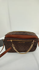 Michael Kors Large Ew Zp Chain Crossbody Brown Wallet
