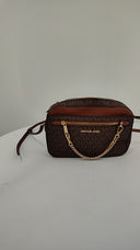 Michael Kors Large Ew Zp Chain Crossbody Brown Wallet