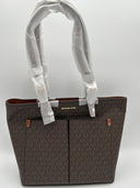 Michael Kors Women Jet Set Medium Logo Pocket Tote Bag Brown OS