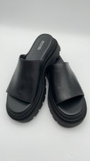 Michael Kors Womens Kendra Leather Platform Slide Sandal Black Shoes 10