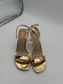 Michael Kors Womens Halle Specchio Leather Sandal Gold Shoes 9