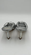 Michael Kor's Womens Elena Metallic Leather Sandal Silver Shoes 6