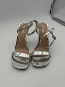 Michael Kors Womens Cara Metallic Sandal Silver Shoes 6.5