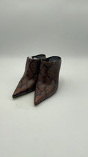 Michael Kor's Womens Halle Snake Embossed Leather Mule Pump Brown 7