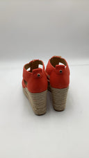 Michael Kors Women's Etta Linen Blend Wedge Sandal Spiced Coral Shoes Red 9