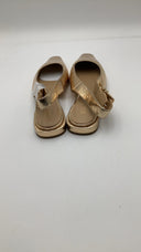 Michael Kors Women's Darrington Metallic Crackled Leather Flat Pale Gold 7.5