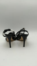 Michael Kors Womens Elodie Crystal-Embellished Leather Sandal Black Shoes 7