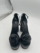 Michael Kors Womens Elodie Patent Leather Platform Sandal Shoes Black 9.5