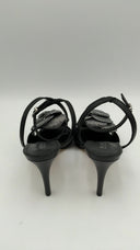 Michael Kors Womens Elodie Crystal-Embellished Leather Sandal Black Shoes 7