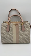 Michael Kors Women Marilyn Medium Logo Stripe Satchel Bag Pink OS