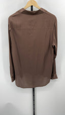 Quince Women's Washable Stretch Silk Notch Collar Blouse Hot Fudge XL