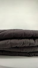 Quince Home European Linen Box Quilt Charcoal Bedding King/Cal King