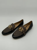 Michael Kors Women Rory Leather And Logo Loafer Shoes Brown 6.5