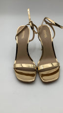 Michael Kors Halle Specchio Leather Sandals Gold 8.5
