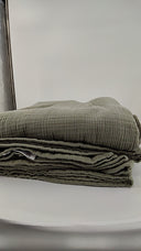 Quince Home Organic Airy Gauze Blanket Dried Sage Bedding King/Cal King