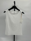 Quince Womens Stretch Cotton Jersey Boat Neck Tank Soft White Sleeved Top S