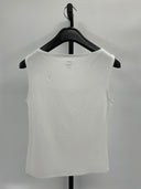 Quince Womens Stretch Cotton Jersey Boat Neck Tank Soft White Sleeved Top S