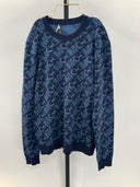 Michael Kors Men Empire Signature Logo Jacquard Merino Wool Sweater Blue M