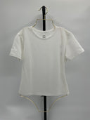 Quince Womens 100% Organic Cotton Slub Crewneck Tee White Sleeved Top M