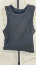 Quince Womens Organic Cotton Micro-Rib Cropped Cutaway Tank Black M