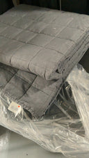 Quince European Linen Box Quilt Gray Blankets Full/Queen