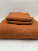 Quince European Linen Fitted Sheet Set Terracotta Bedding Cal King
