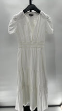 Quince Womens 100% Organic Cotton Poplin Tiered Maxi Dress White XS