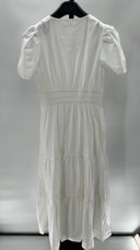 Quince Womens 100% Organic Cotton Poplin Tiered Maxi Dress White XS