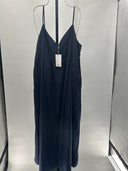 Quince Womens 100% Organic Cotton Sleeveless Maxi Dress Navy Basic Sleeved L