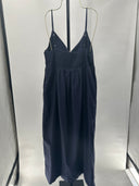 Quince Womens 100% Organic Cotton Sleeveless Maxi Dress Navy Basic Sleeved L