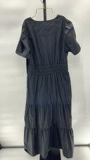 Quince Womens 100% Organic Cotton Poplin Tiered Maxi Dress Black M