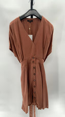 Quince Womens Vintage Wash Tencel Button Front Dress Terracotta XL