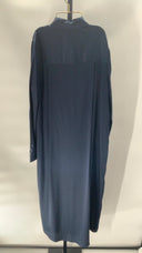 Quince Womens Washable Stretch Silk Maxi Shirt Dress Navy, S