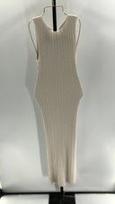 Quince Womens Cotton Cashmere Ribbed Sleeveless Midi Dress Heather Bone M