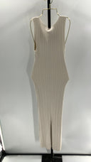 Quince Womens Cotton Cashmere Ribbed Sleeveless Midi Dress Heather Bone M