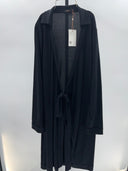 Quince Womens 100% Silk Jersey Mini Wrap Dress Black Basic Sleeved L
