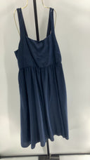 Quince Women's 100% European Linen Fit & Flare Midi Dress Navy XL