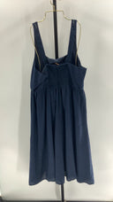Quince Women's 100% European Linen Fit & Flare Midi Dress Navy XL