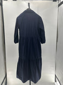 Quince Womens 100% Organic Cotton Poplin Midi Tunic Dress Navy Basic Sleeved S